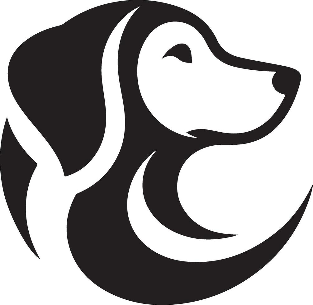 Black and White Dog Head Icon Design vector