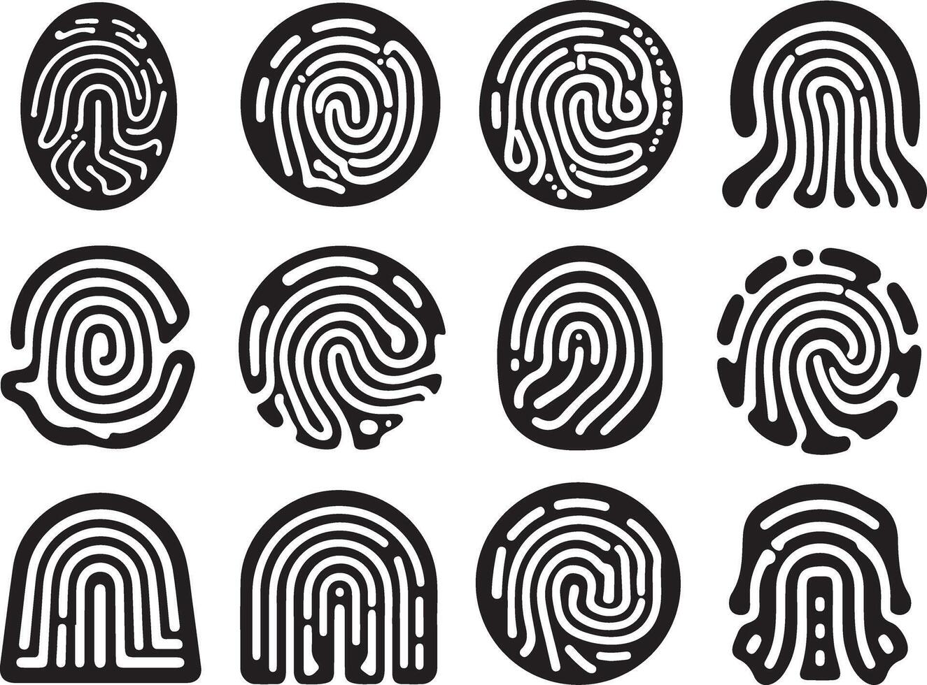 Fingerprint Icons Set Unique Biometric Identity vector