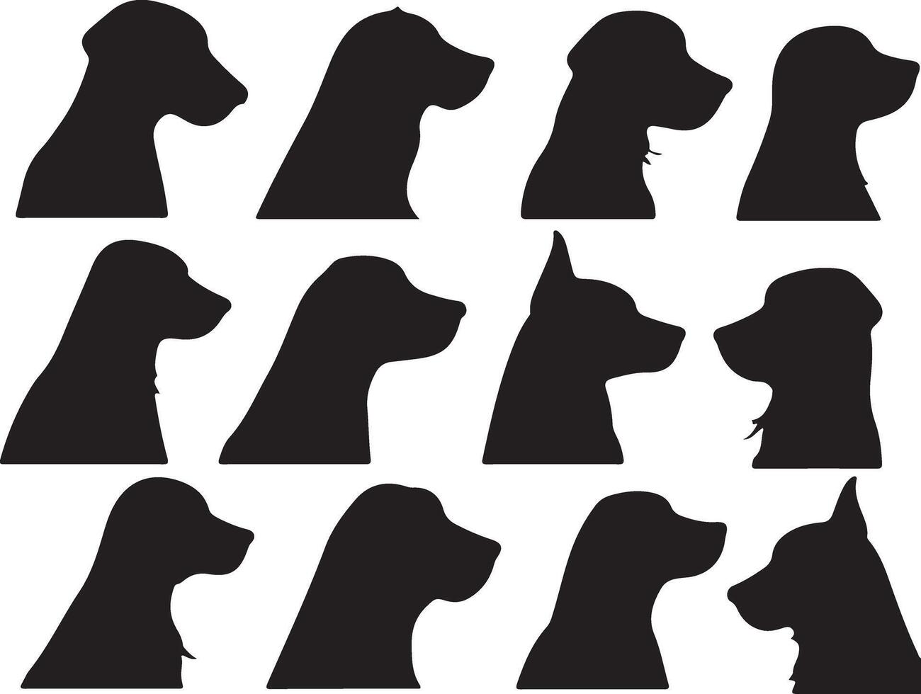 Dog Silhouettes Collection Profile Side View vector