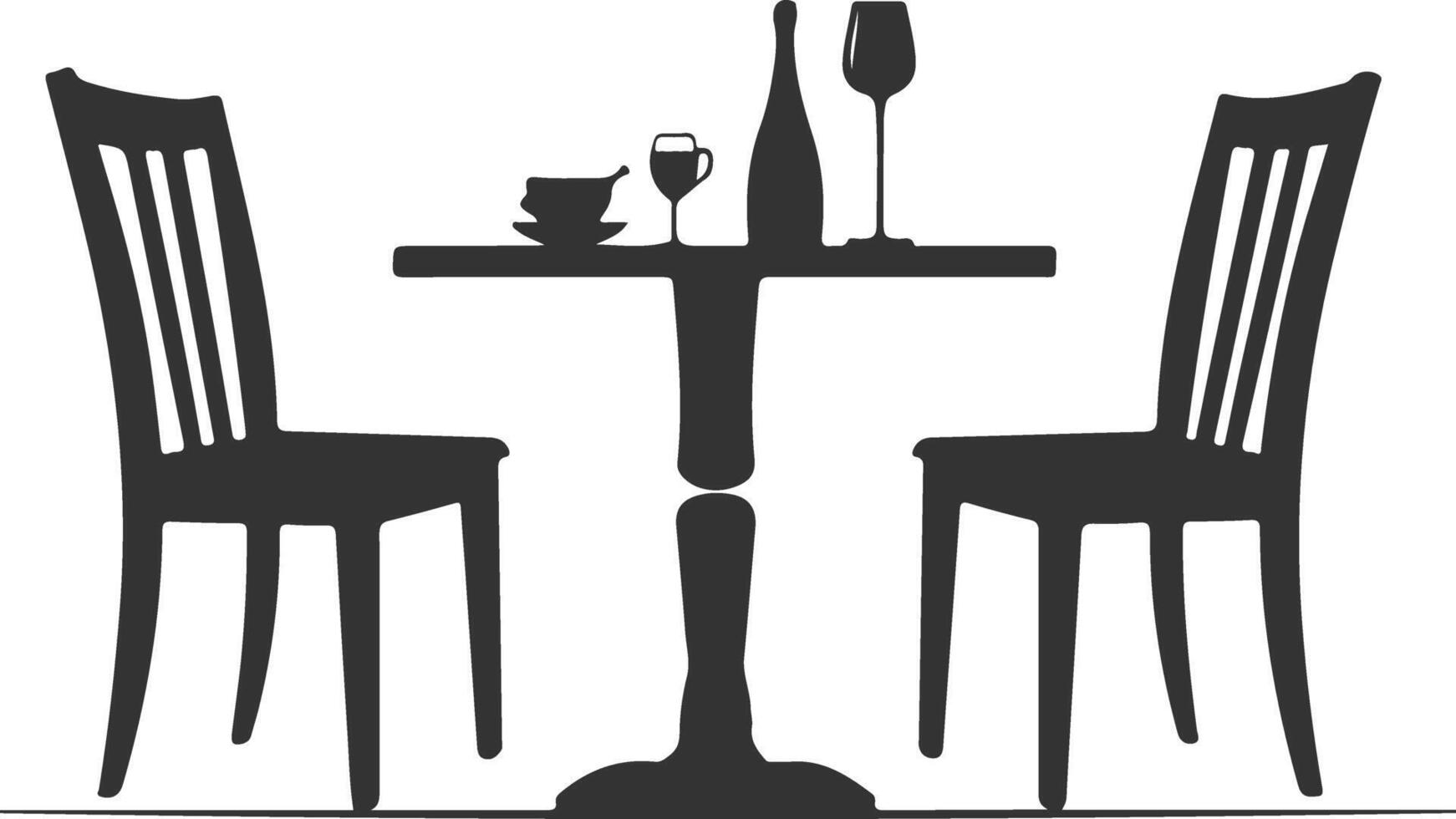 Table for Two Silhouette of a Romantic Dinner vector