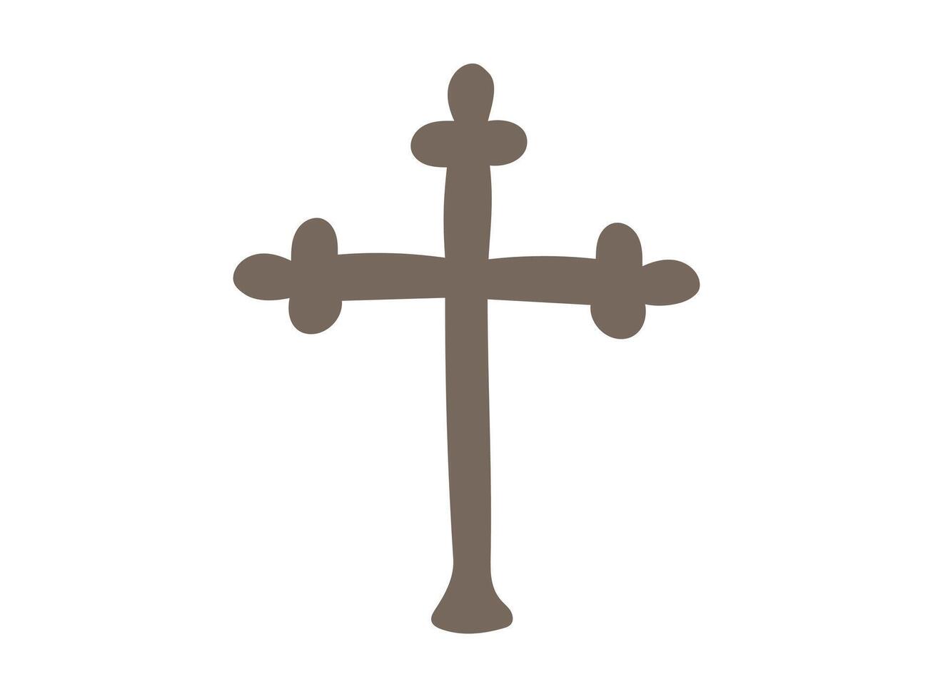 Wooden Christian Cross Silhouette Isolated on White Background. Concept of Religious Symbol, Faith, Spirituality, Religion. Design Element for Prints and Icons vector