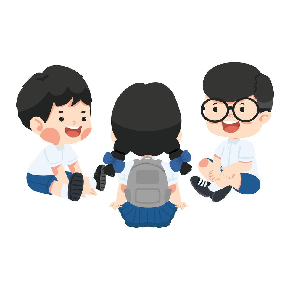 happy and playful children are sitting in a circle vector