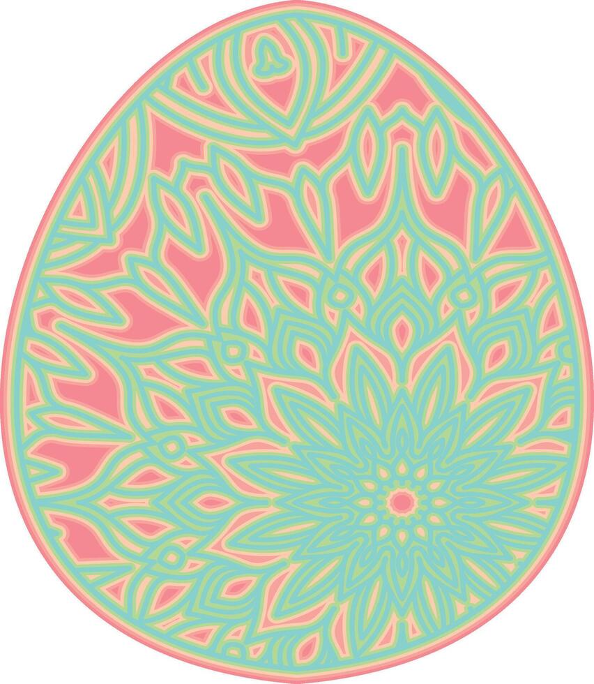 Easter eggs with mandala art scrolls inside vector