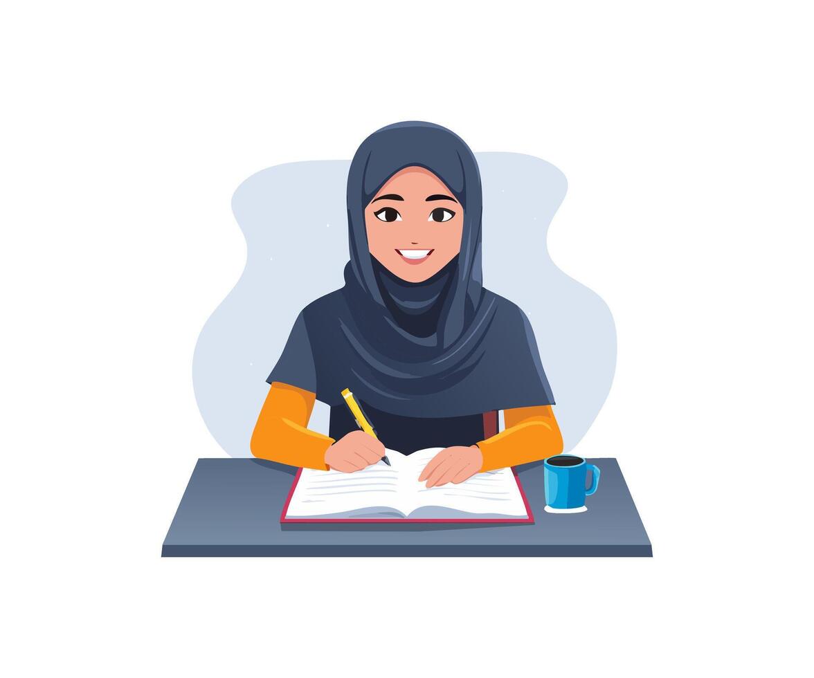Writer Girl with Hijab vector