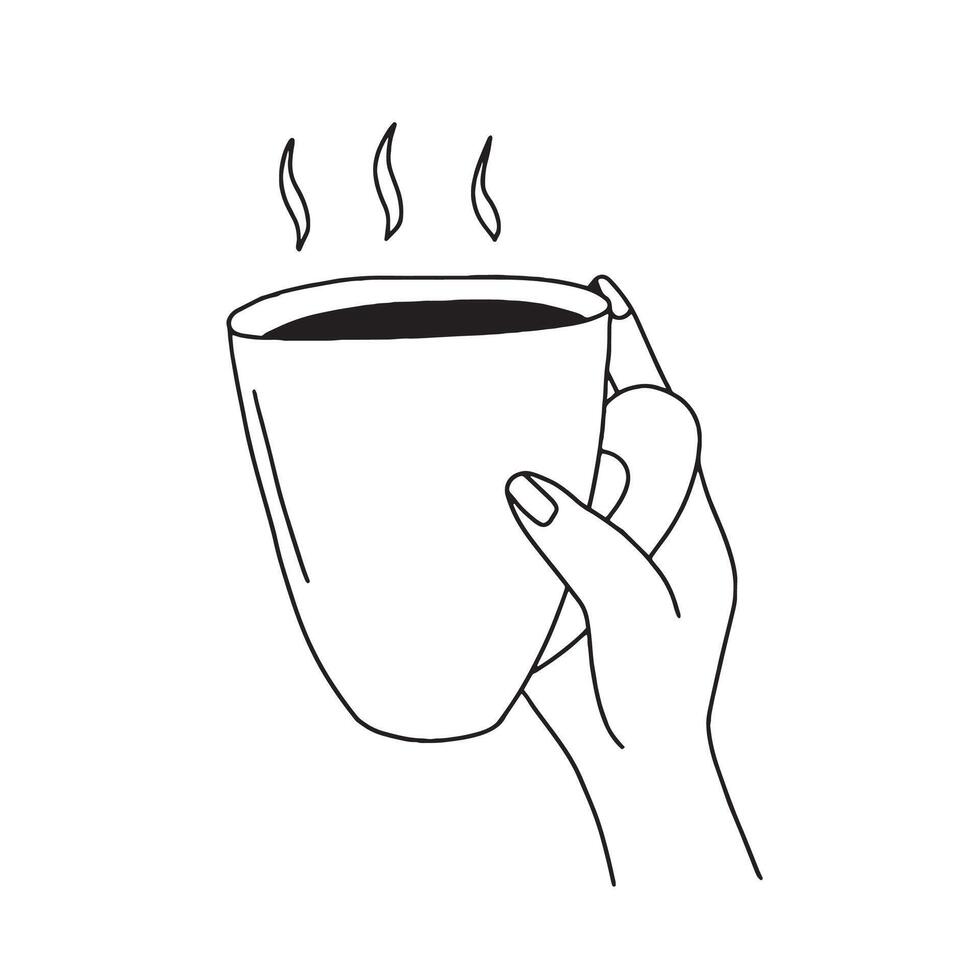 Coffee cup in hand sketch vector