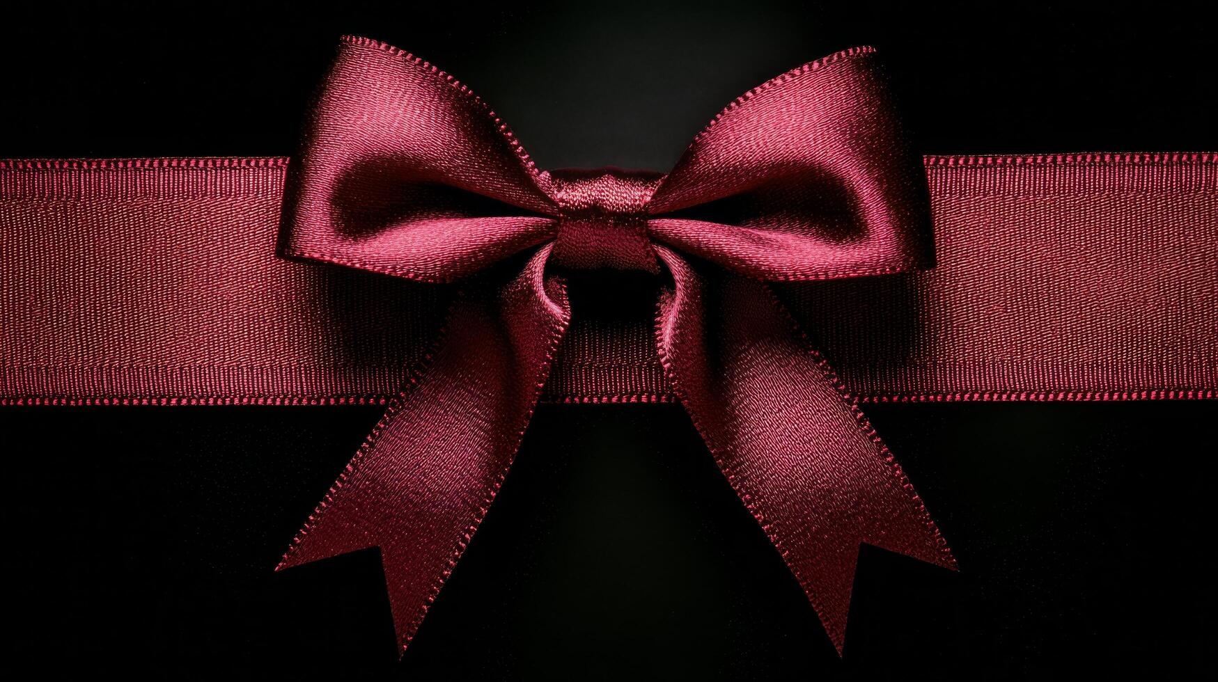Elegant red satin bow on a dark background perfect for gift wrapping and decoration photo