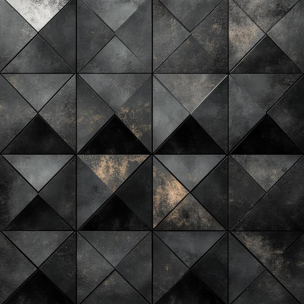 Abstract geometric pattern of dark textured tiles arranged in a modern design on a surface photo