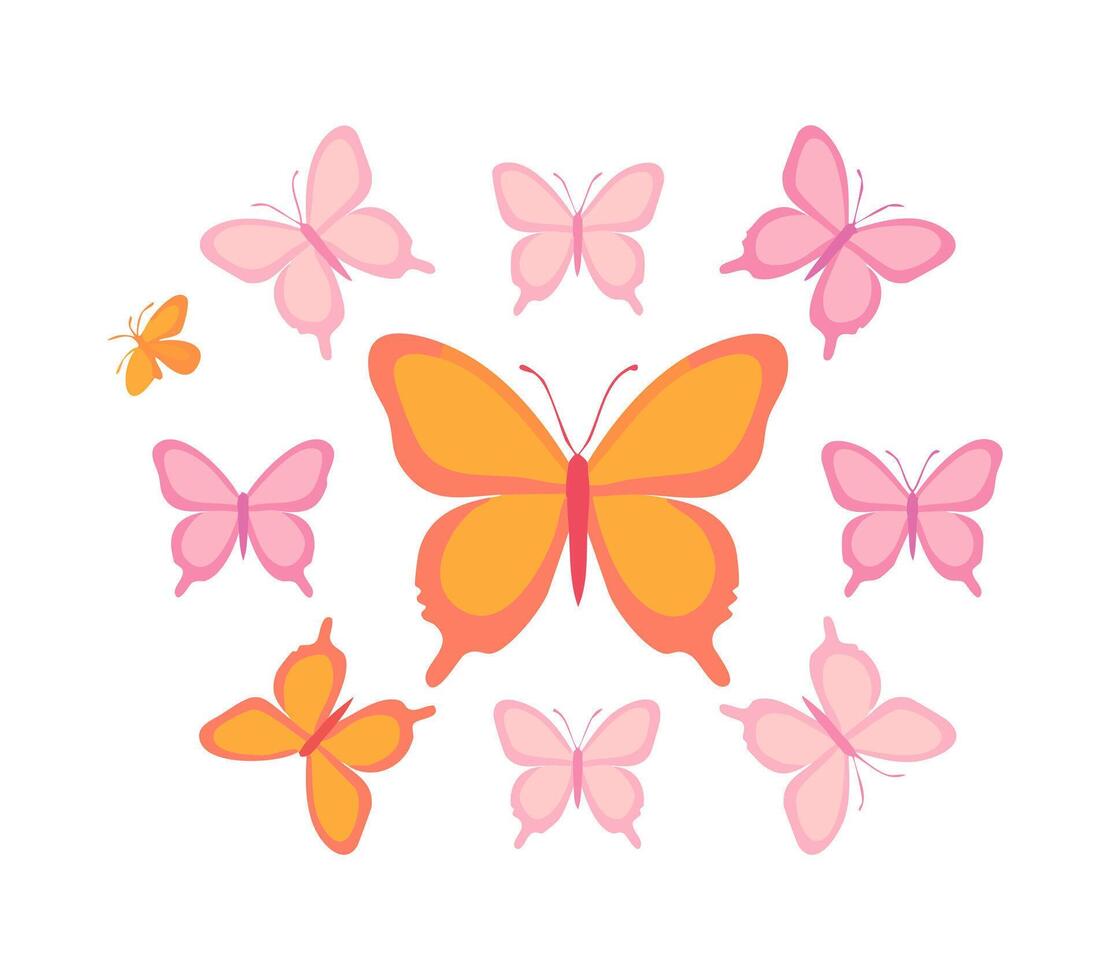Pink and Orange Butterflies vector