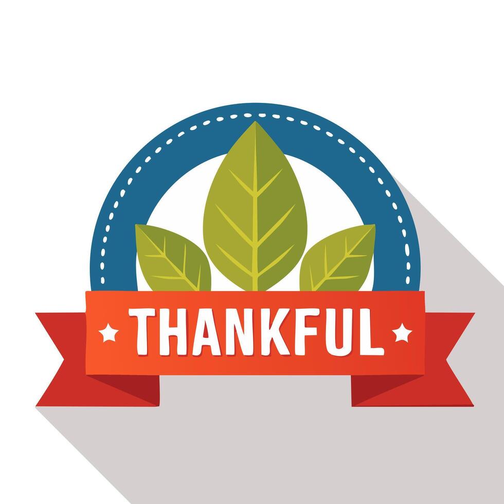 Thankful banner with leaf vector