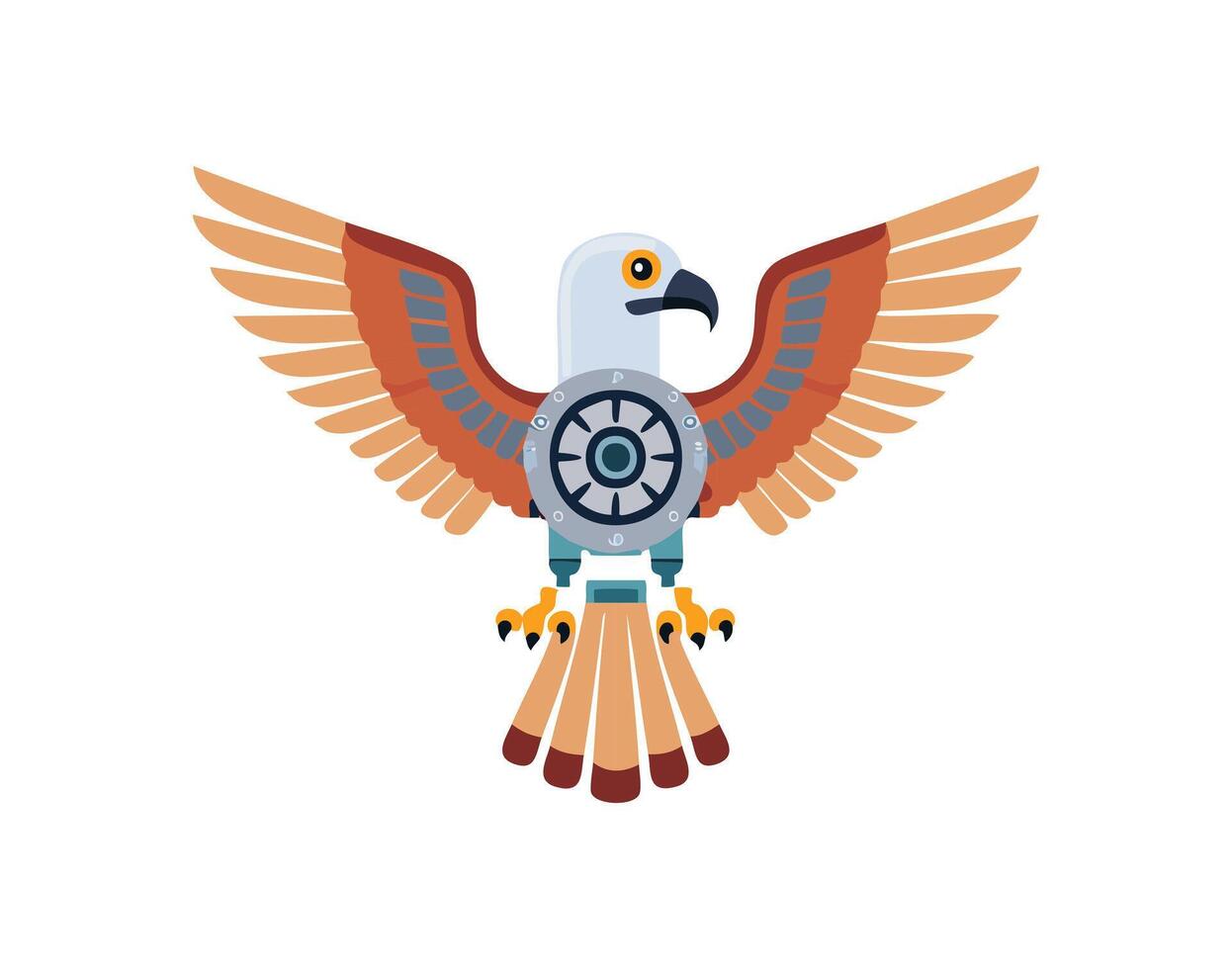 hawk with mechanical wings vector