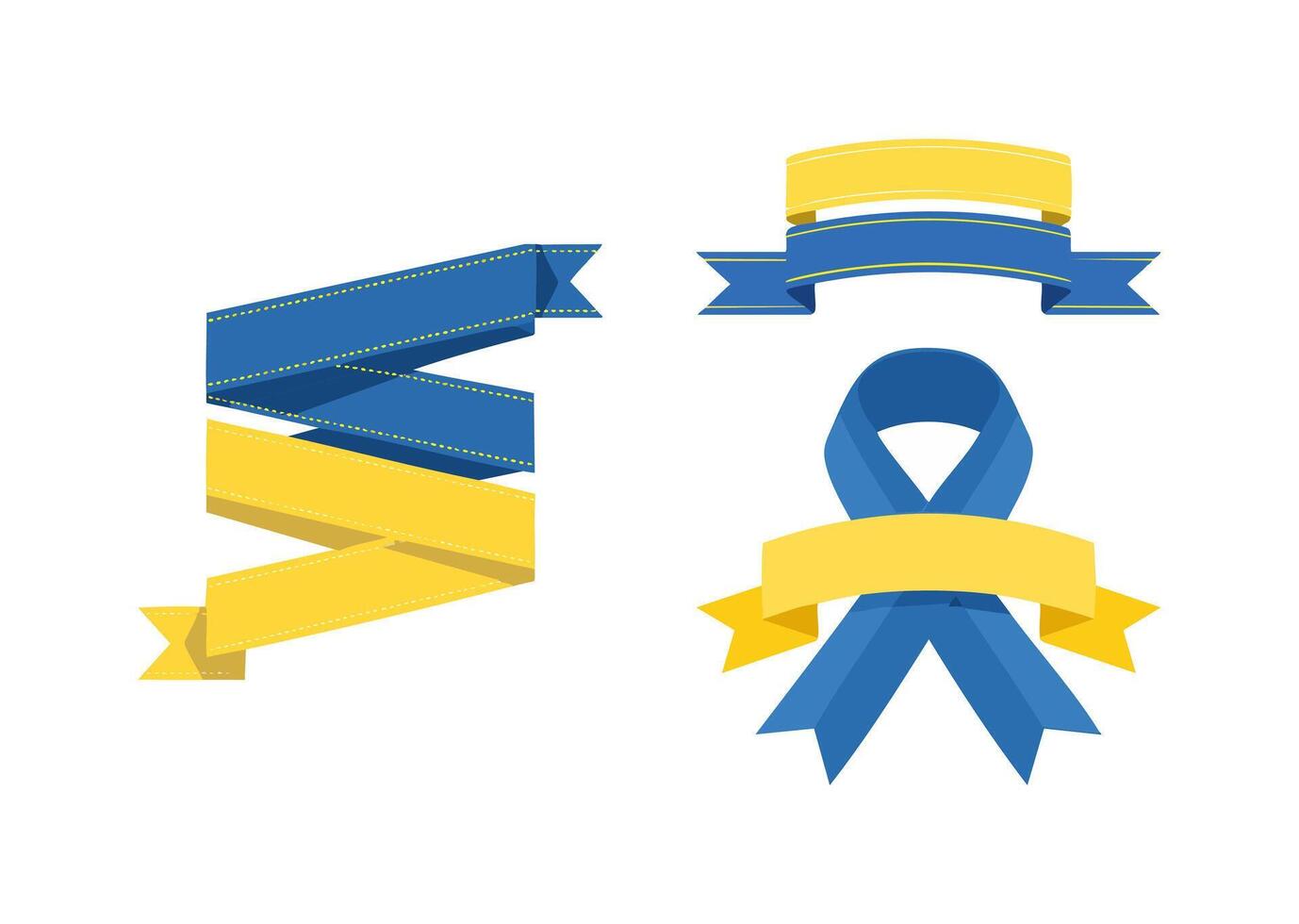 Blue and Yellow Ribbons vector