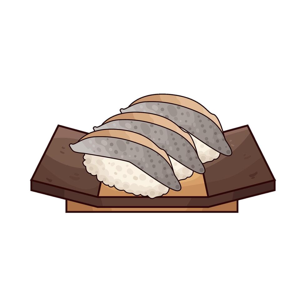 sushi on plate vector