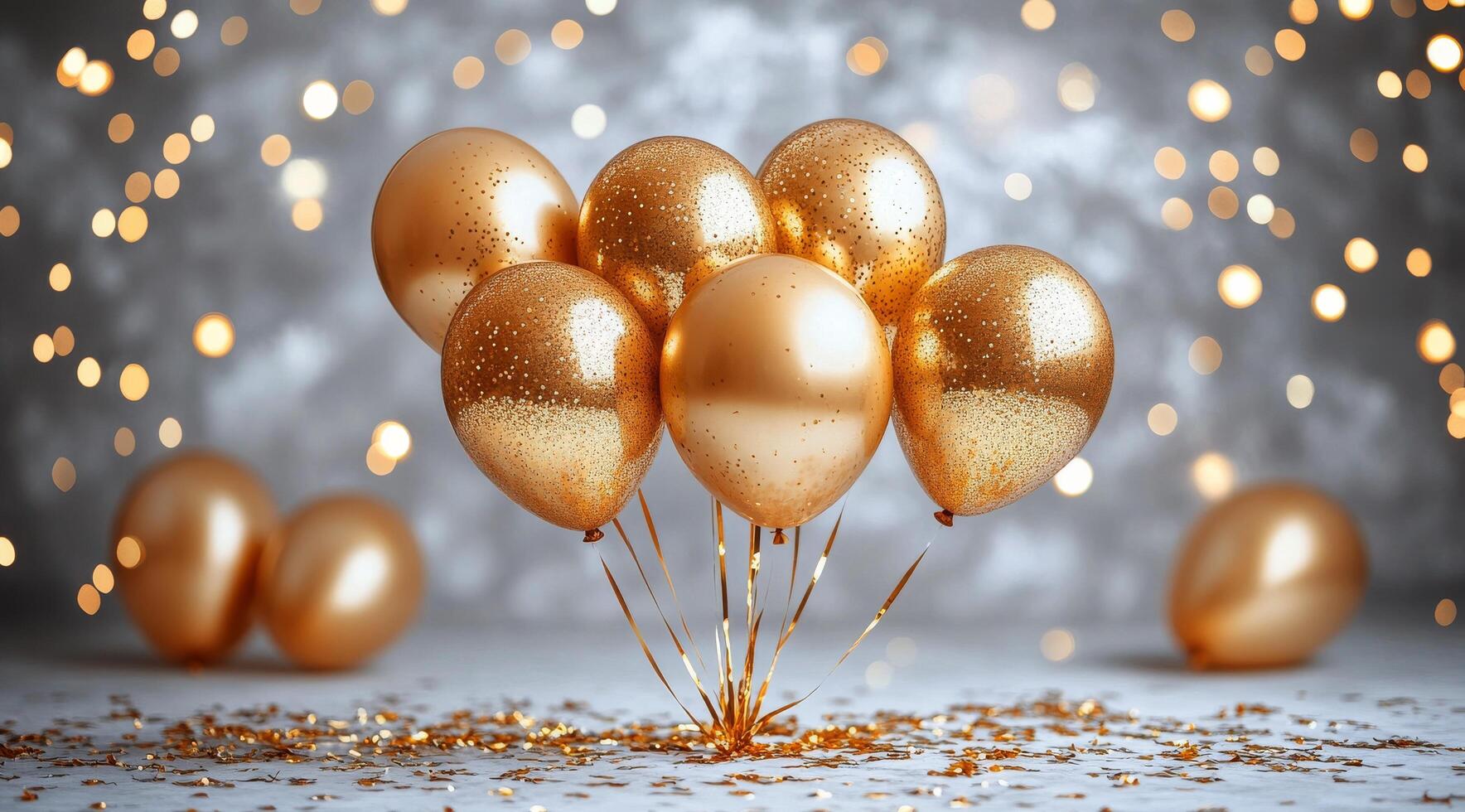 Elegant golden and white Christmas decorations in a bright, festive indoor setting photo