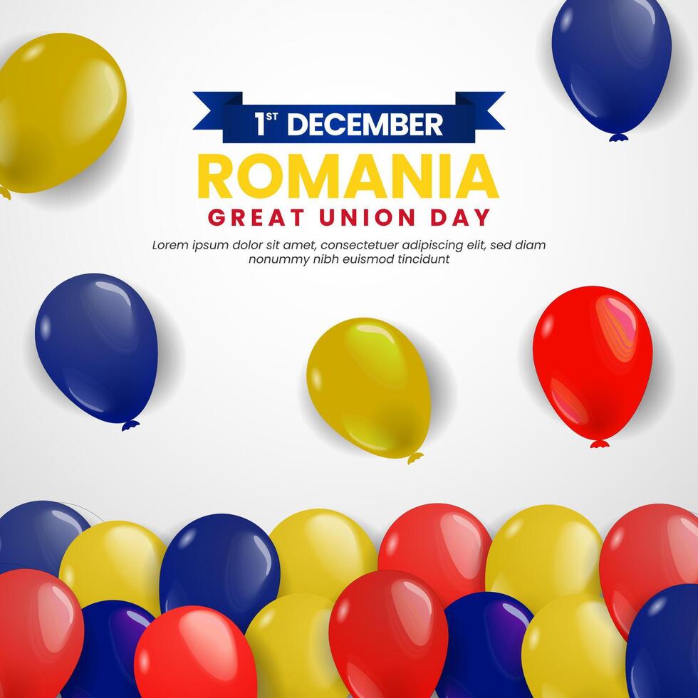 Romania Great Union Day on 1st December with Balloons National Flag color illustration Background vector