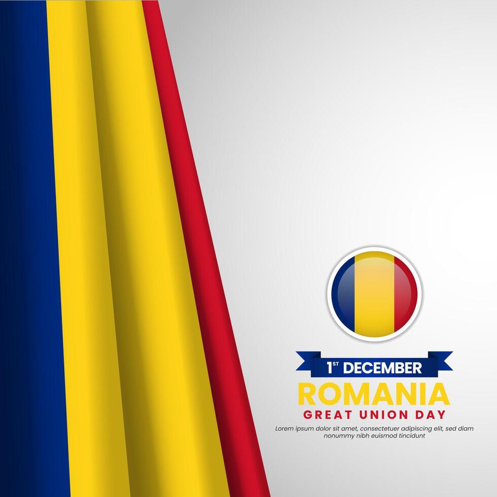 Romania Great Union Day banner design for greeting card, poster or social media post vector