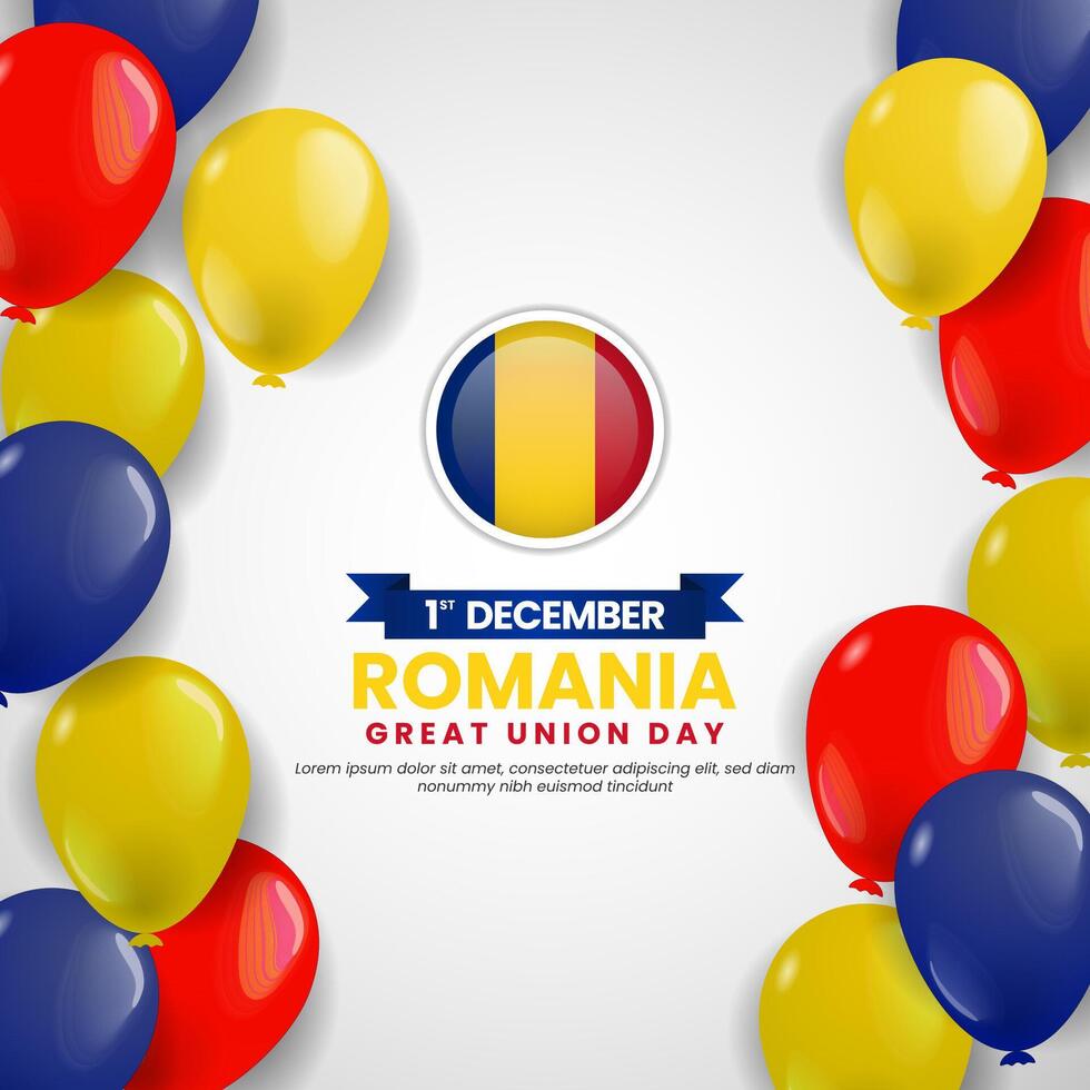Romania Great Union Day on 1st December with Balloons National Flag color illustration Background vector
