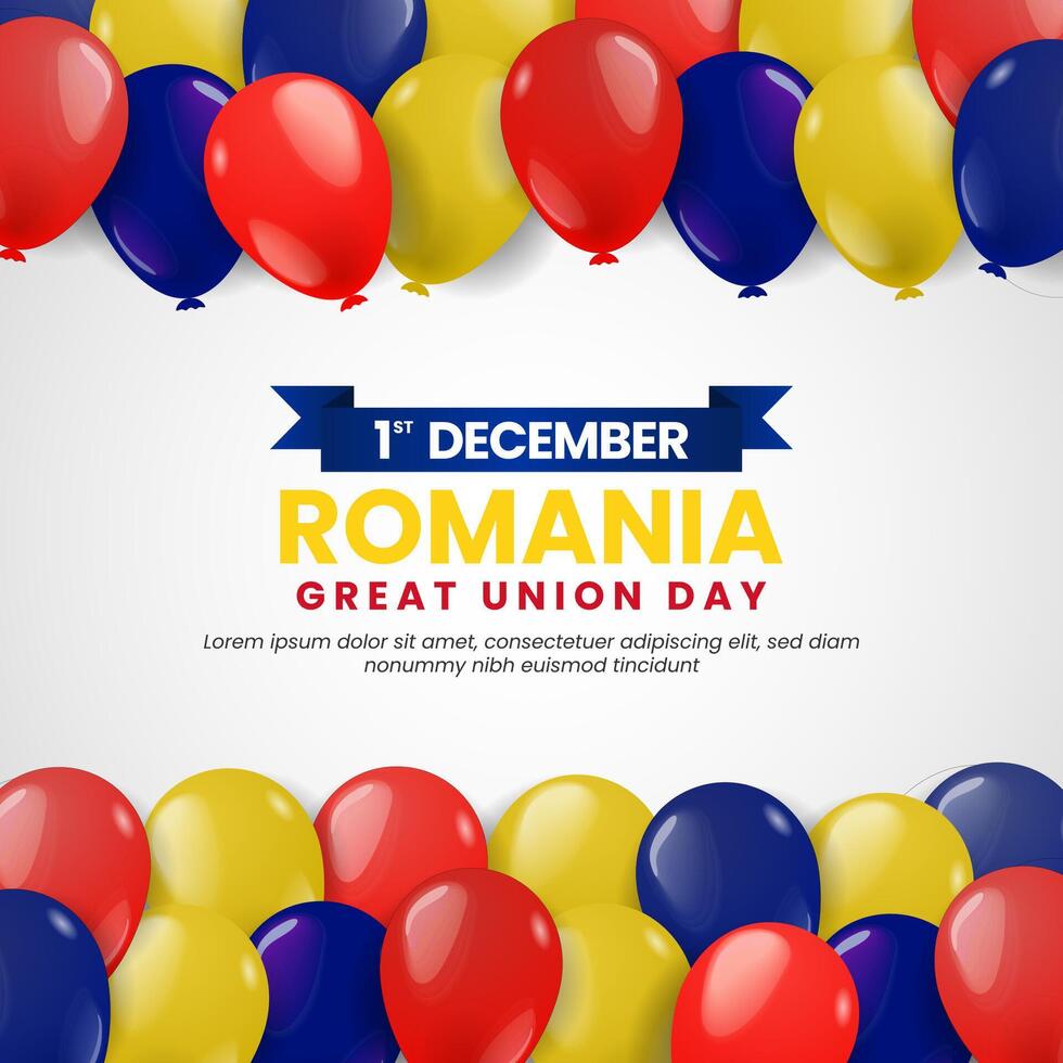 Romania Great Union Day on 1st December with Balloons National Flag color illustration Background vector
