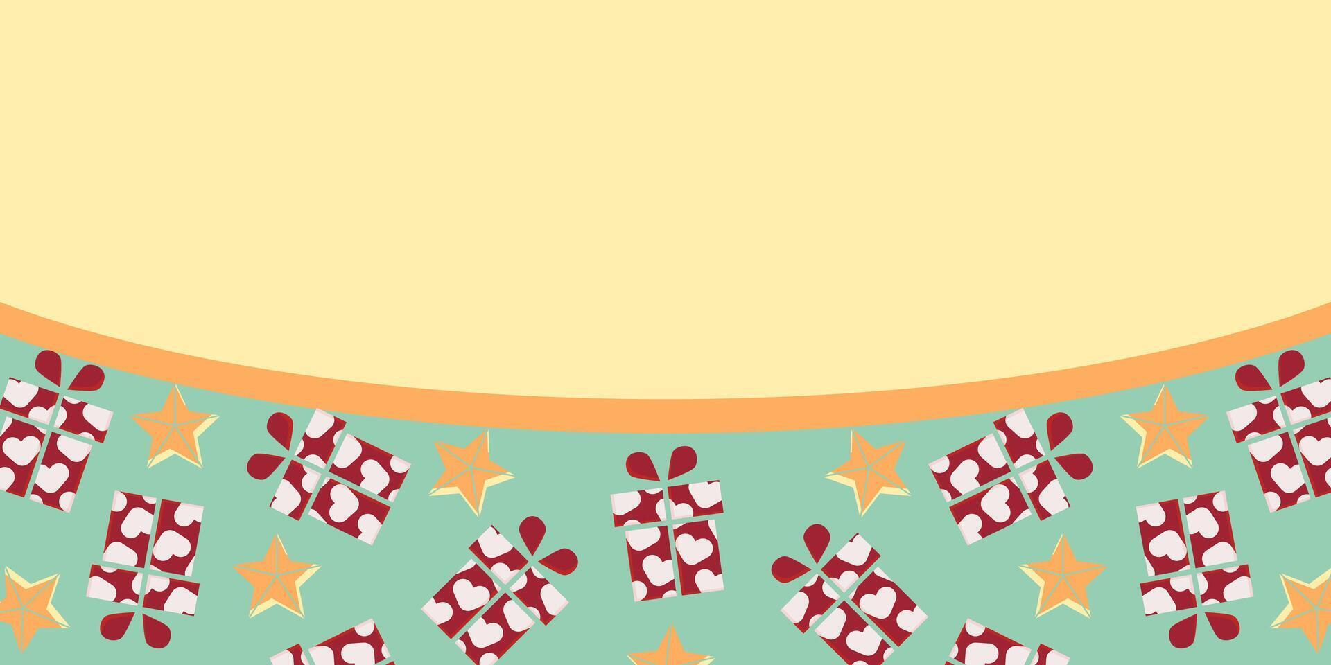 Christmas and New Year background design free copyspace area, with gift ornaments and stars. vector