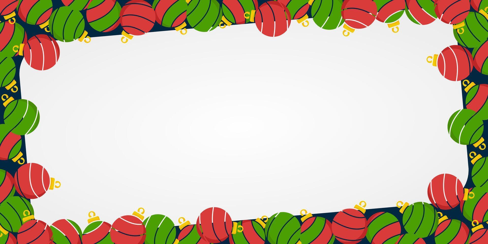 new year christmas background with copy space area, design with red and green balls pattern. template for banner, greeting card, flyer, social media, presentation, web. vector