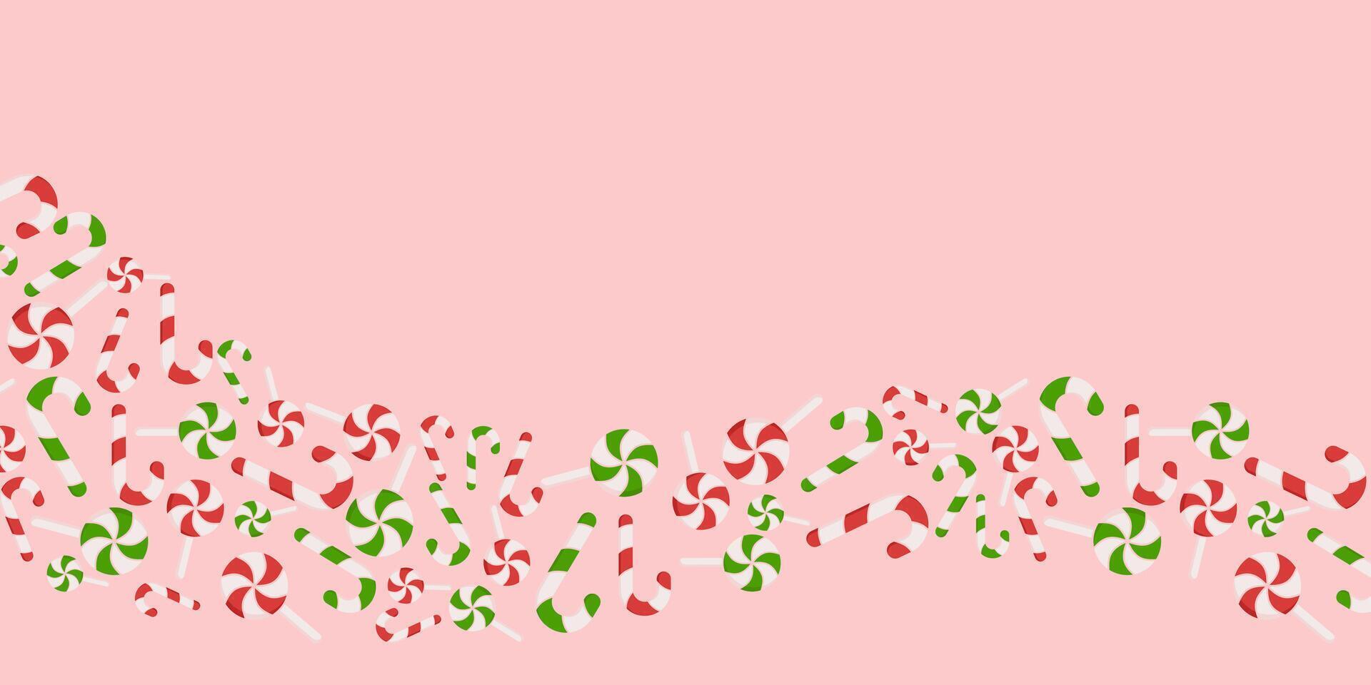 new year christmas pink background with copy space area, design with candy pattern. template for banner, greeting card, flyer, social media, presentation, web. vector