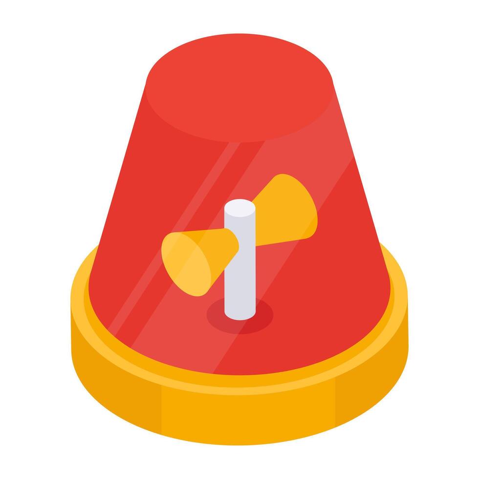 Revolving red light icon, design of siren vector