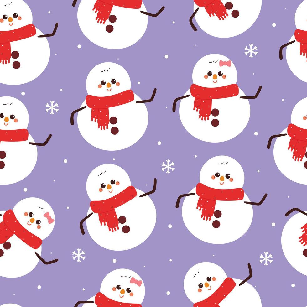 seamless pattern cartoon snowman in winter day. cute winter wallpaper for fabric print, gift wrap paper vector