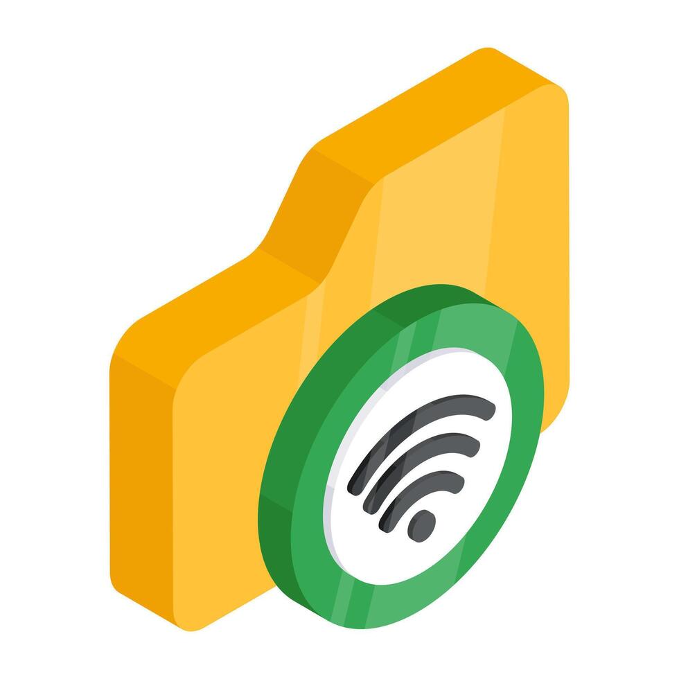 Conceptual flat isometric design icon of smart folder vector