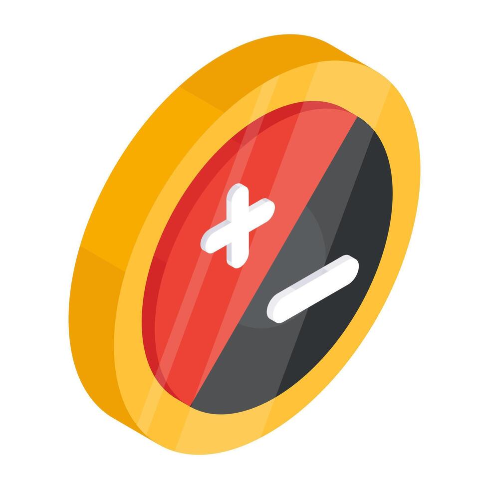 A flat isometric design icon of brightness control vector