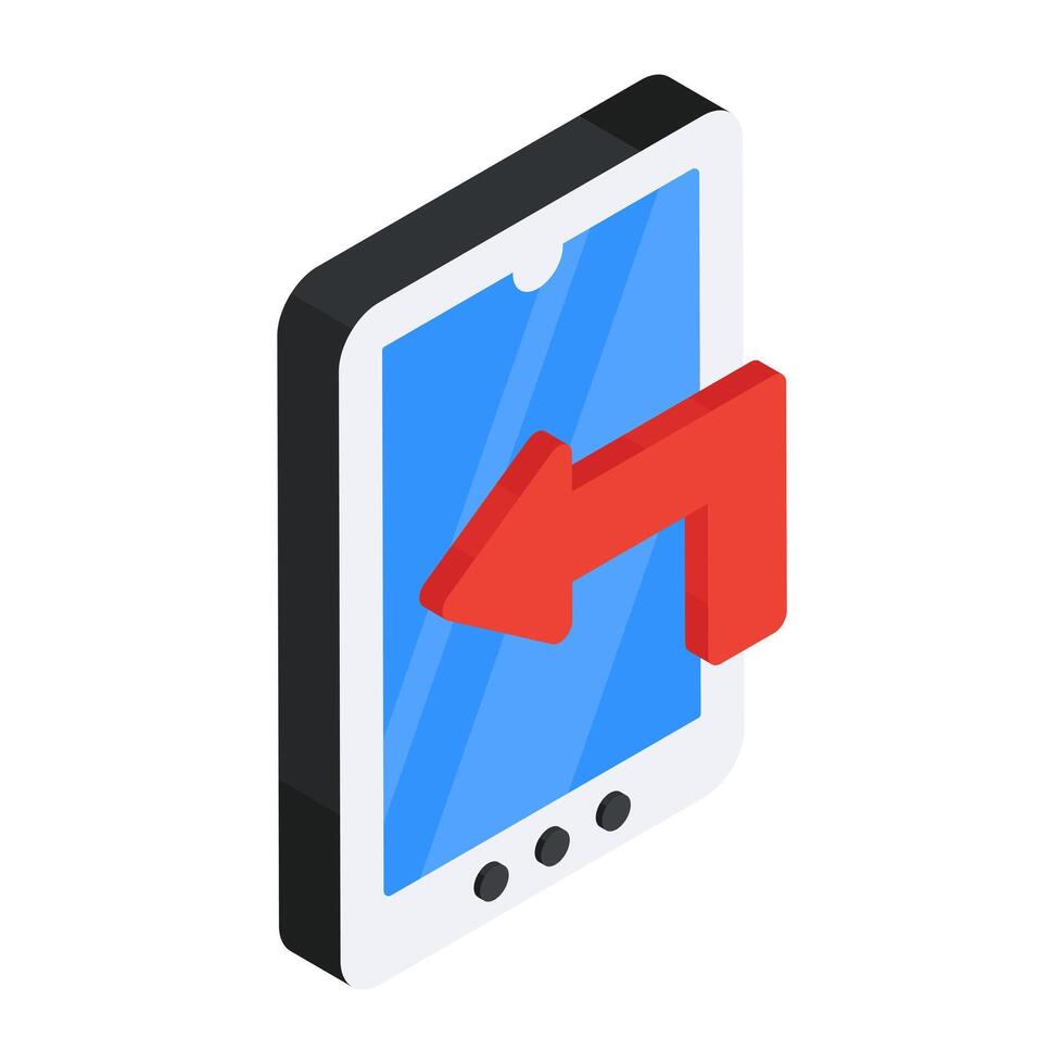 A colored design icon of mobile left arrow vector