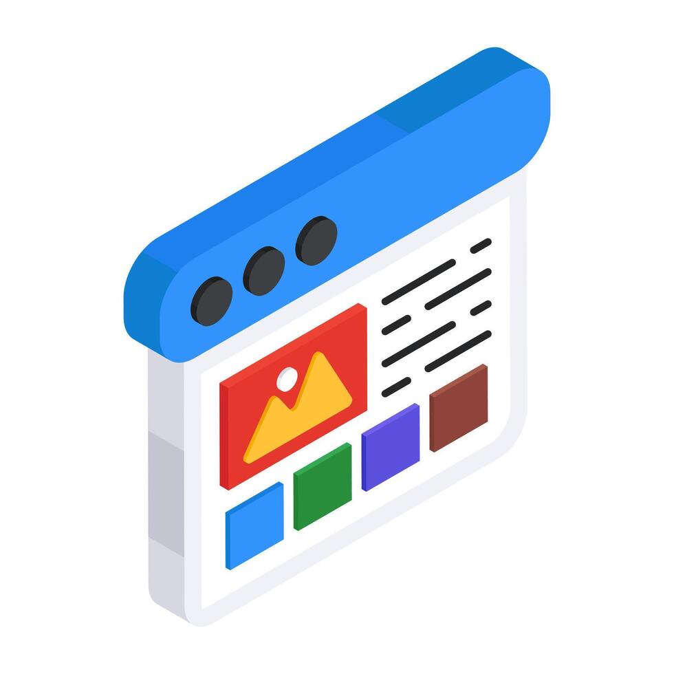 Conceptual isometric design icon of web gallery vector