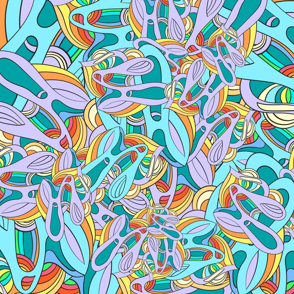 abstract hand-drawn pattern, waves and curls. Colorful background. vector
