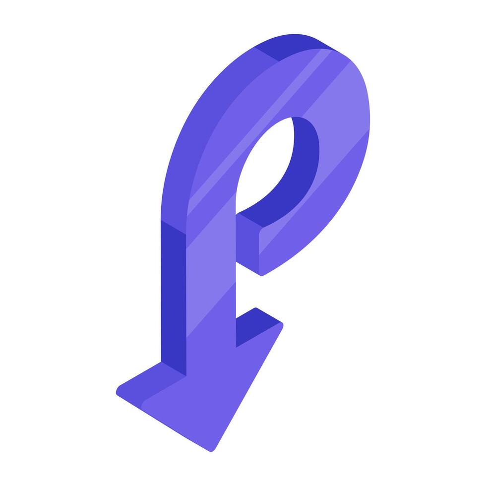 Modern style icon of downward arrow vector