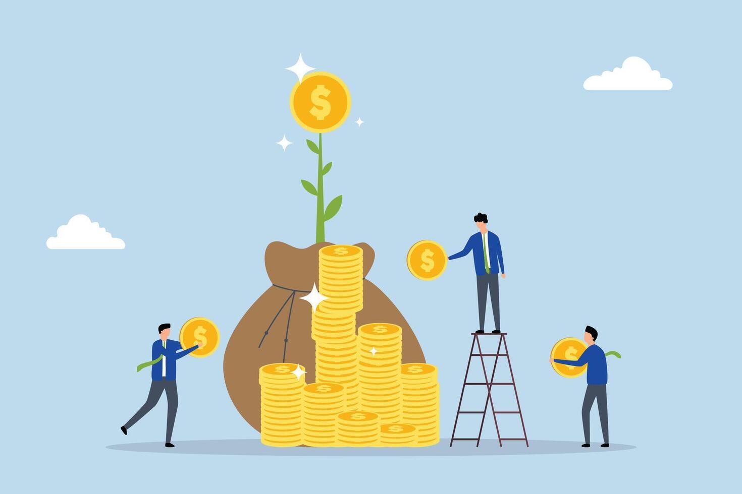 Mutual fund, Individuals invest in mutual funds where their money can grow like a sprout. vector