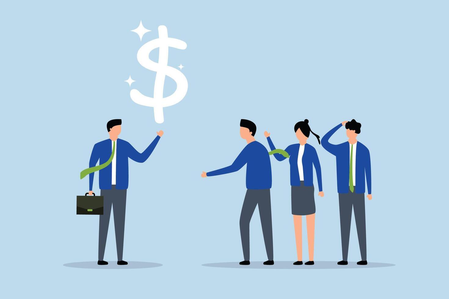 financial advisor, business advisor providing financial guidance with dollar bills. vector