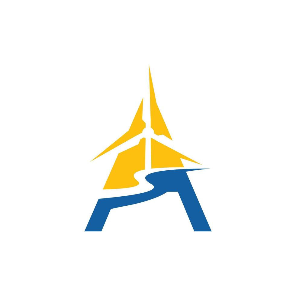 Letter A Windmill Logo Design . vector