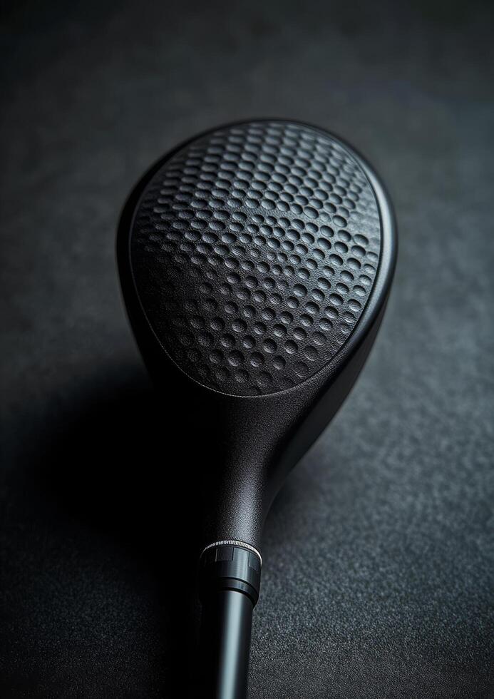 The elegance of a sleek black golf club against a dark background in studio lighting photo