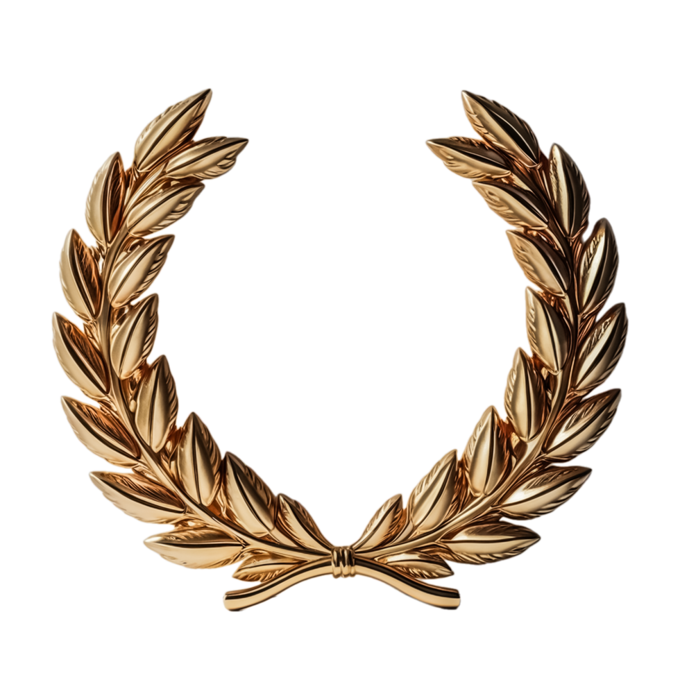 3d golden laurel wreath emblem png