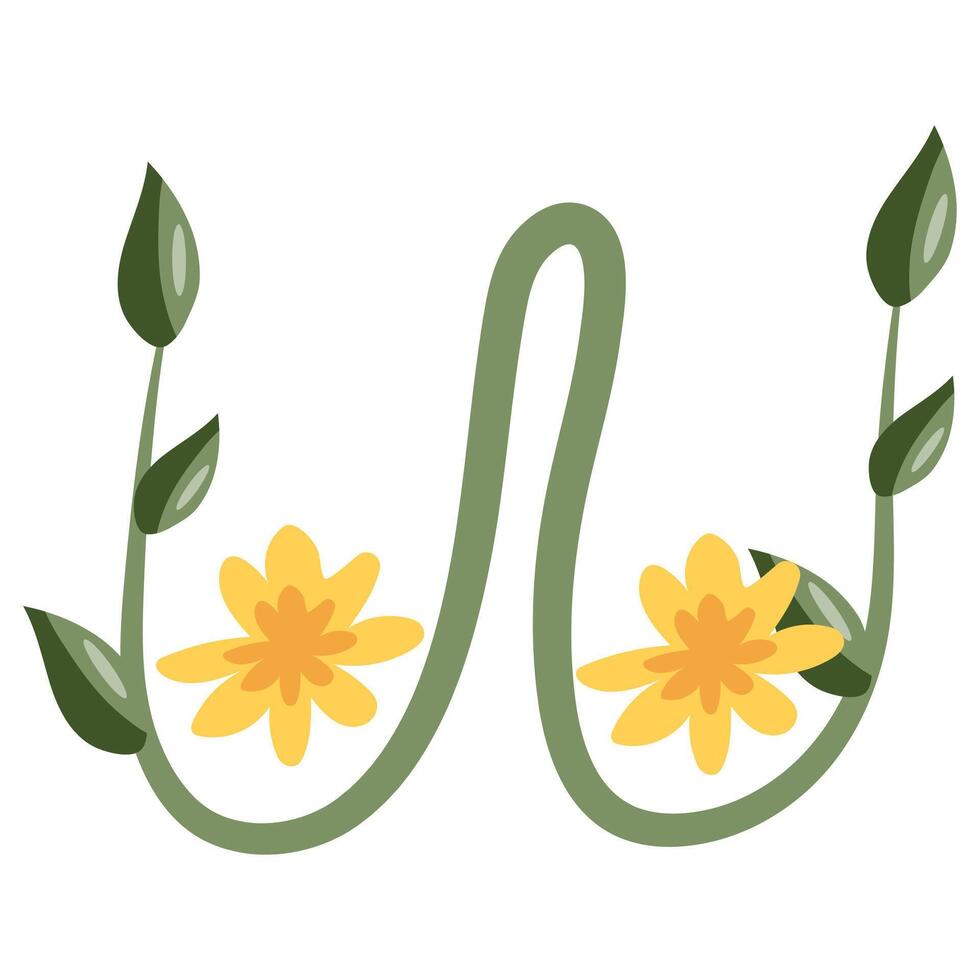 simple logo design of saggy, female breasts with green leaves, twigs and yellow flowers instead of nipples vector