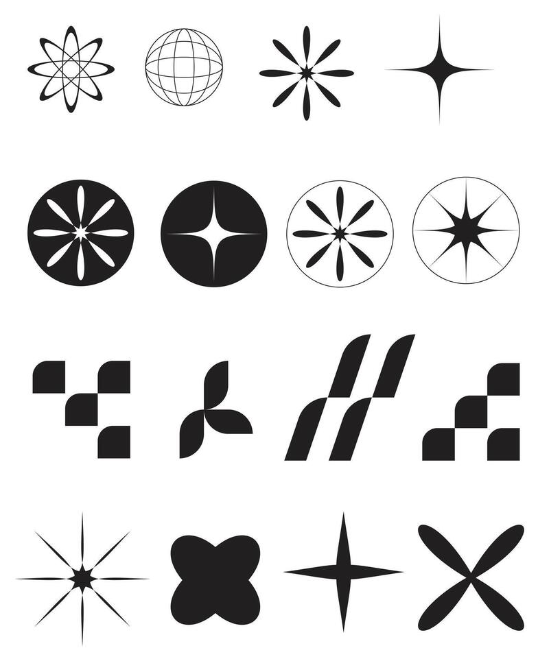 Streetwear Futuristic Shape elements set vector