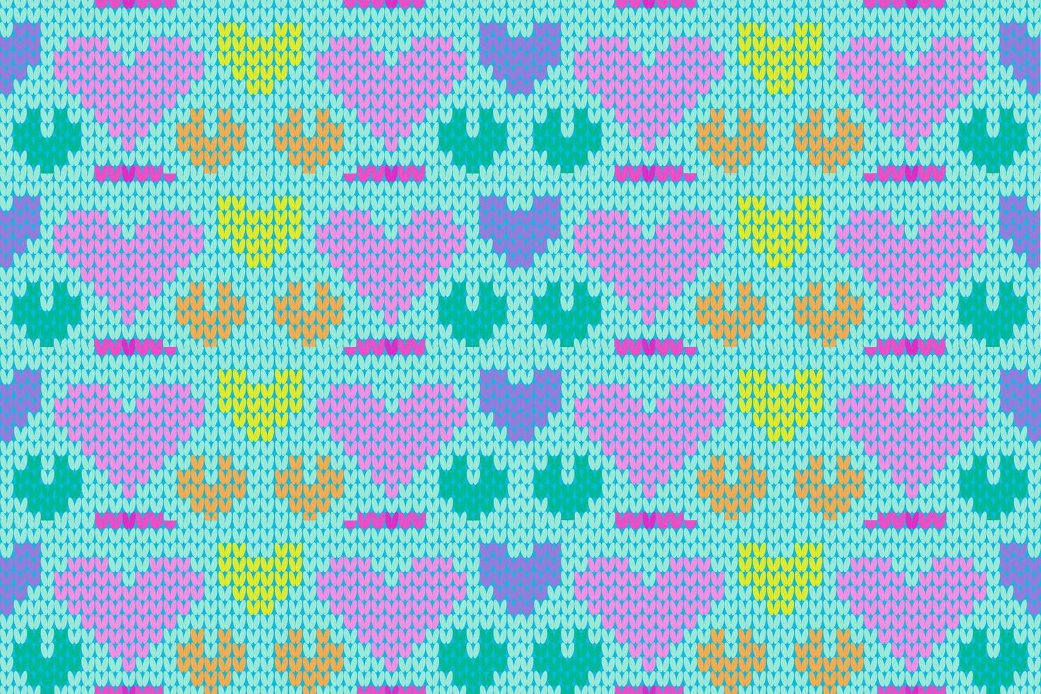 Colorful knittin pattern,seamless heart from geometric shape, vector