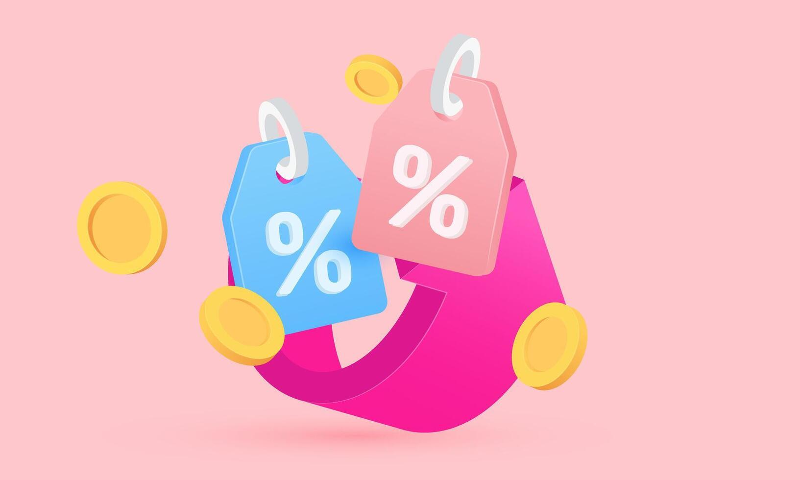 3d icon arrow promotional coupons coupon code new idea realistic concept design vector