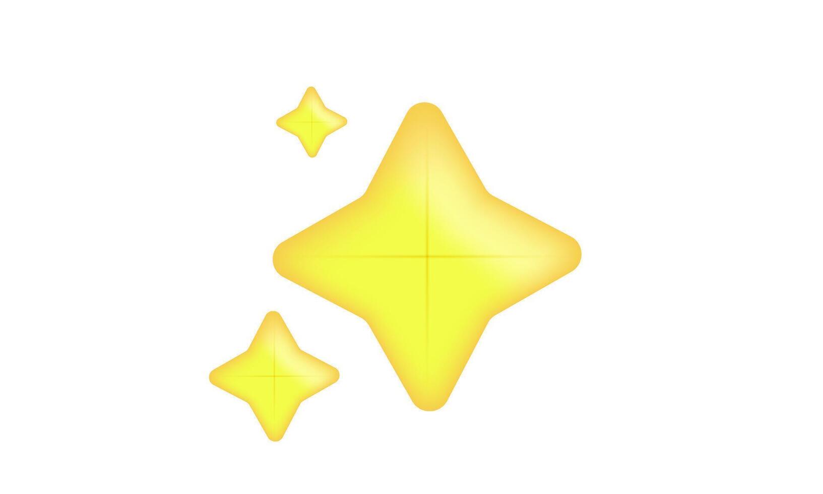3d realistic icon modern gold star sparkle emoji cute design vector