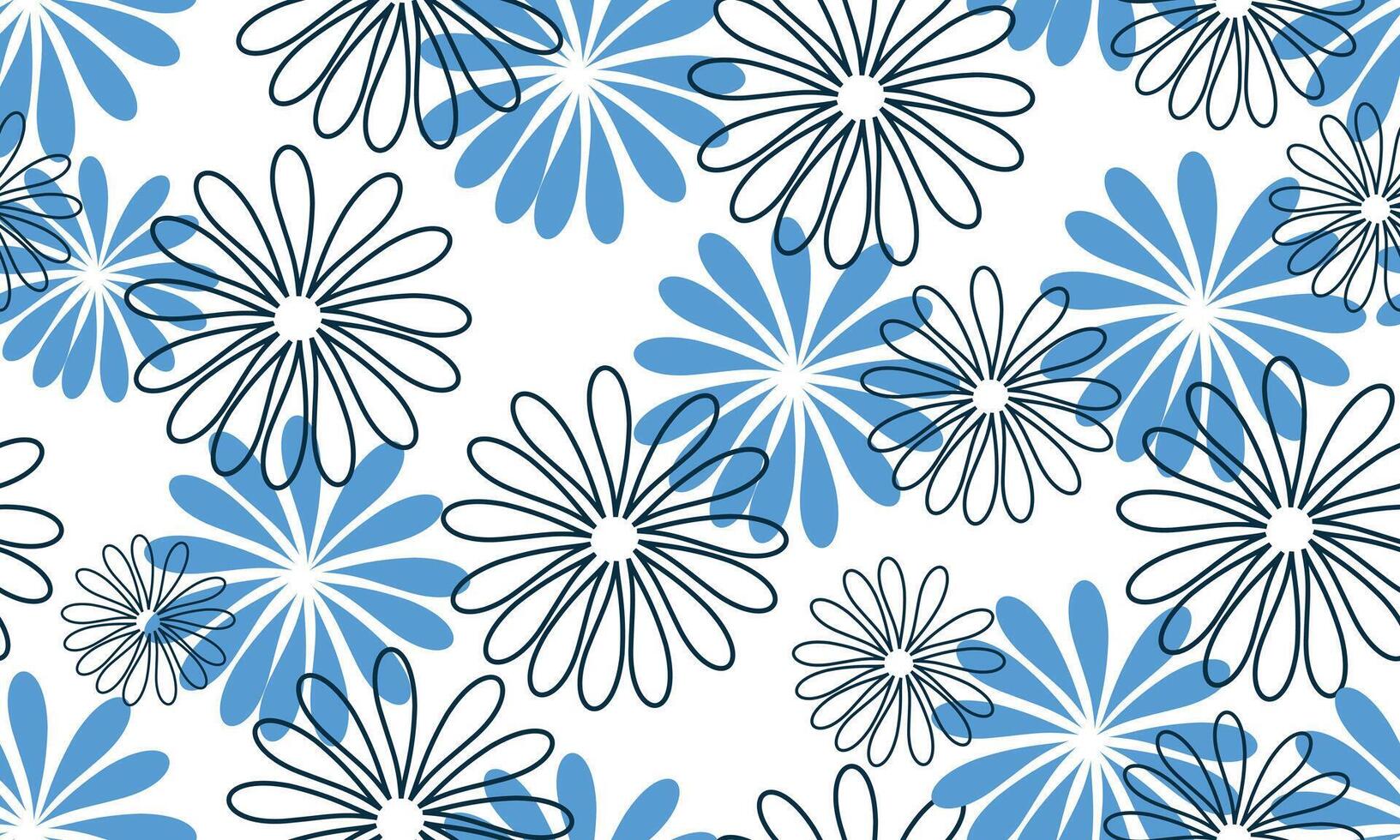 Blue and White Japanese Cherry Blossoms Sakura Kimono Yukata Seamless Pattern Wallpaper Background vector