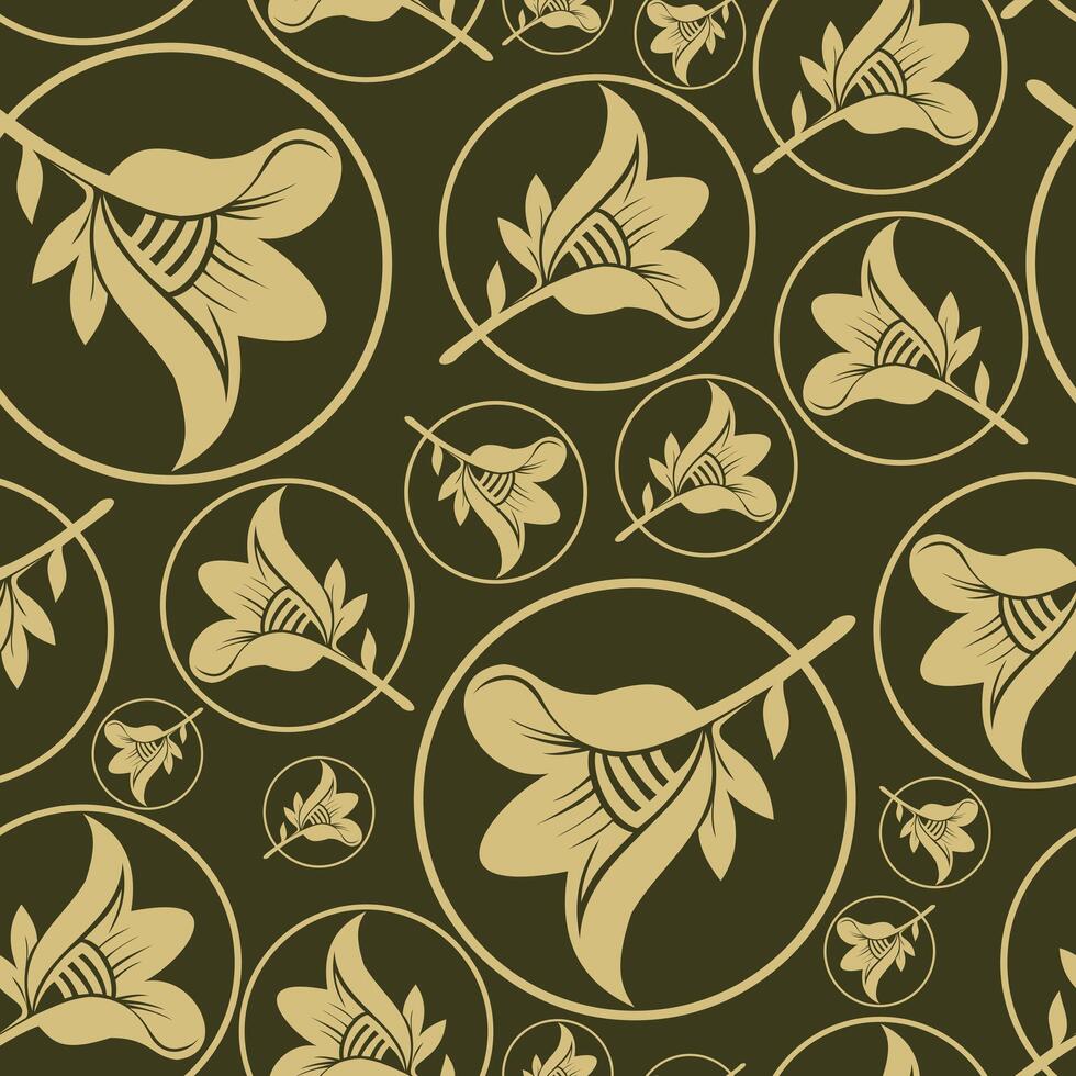 Smooth bellflower pattern in a round circle for wallpaper vector