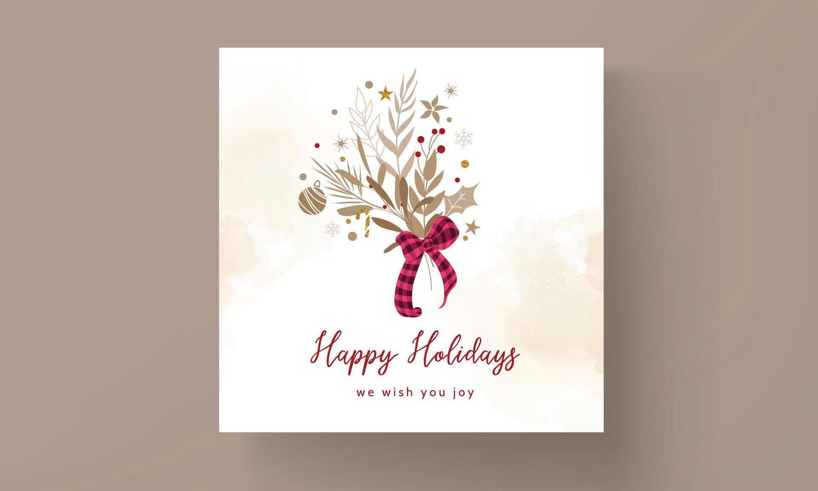 beautiful floral and gold Christmas card template vector