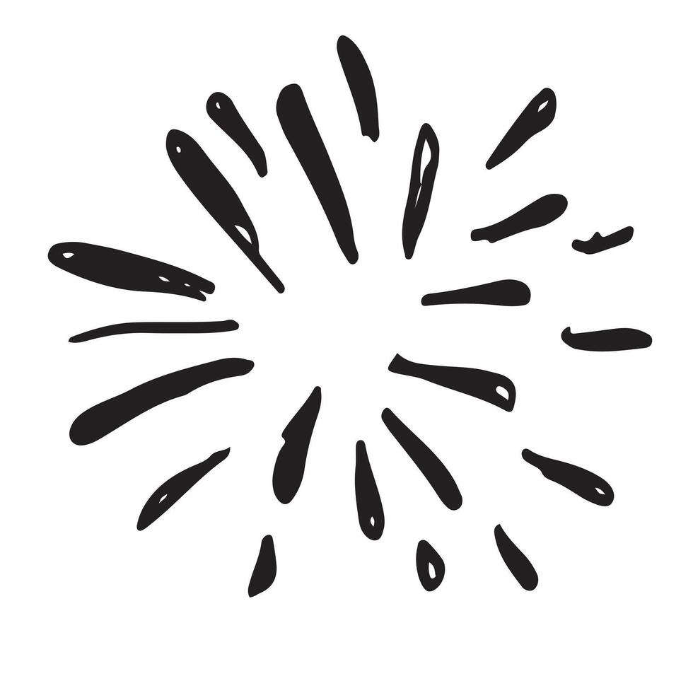 Doodle burst splash in vintage style on white background. vector
