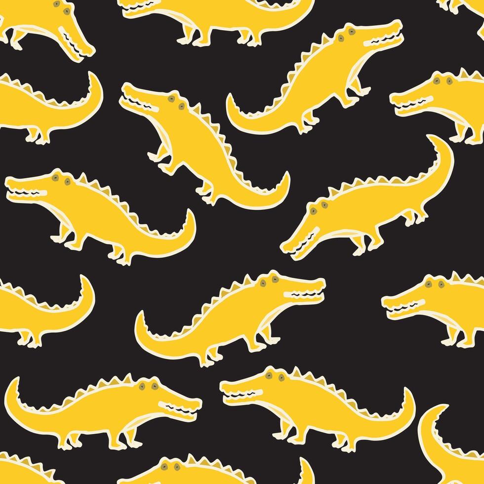Funny crocodiles seamless pattern on white background. vector
