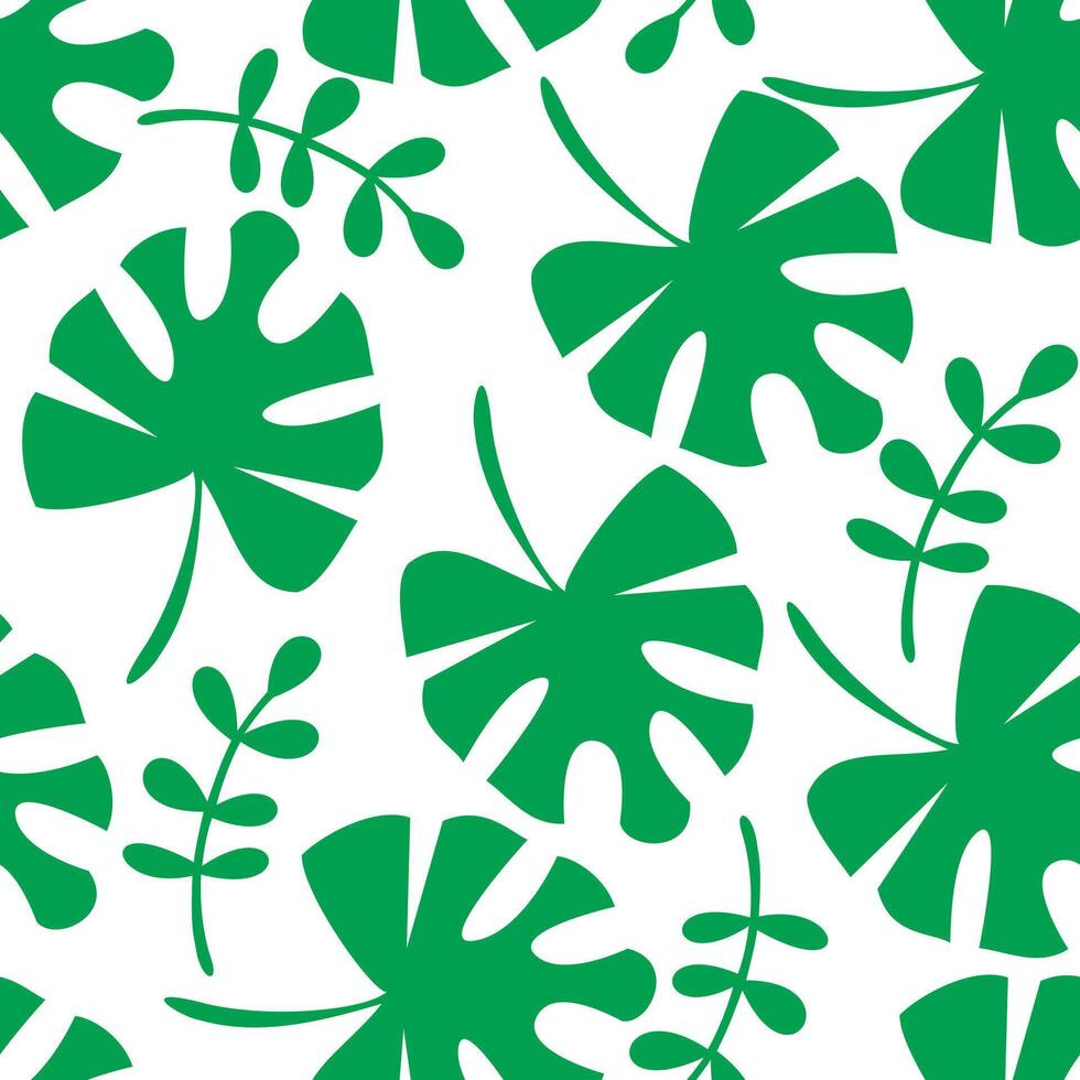 Tropical Pattern. Seamless Leaves of Monstera. Trendy Rapport for Print, Paper, Swimwear. Seamless Background with Tropic Plants. vector