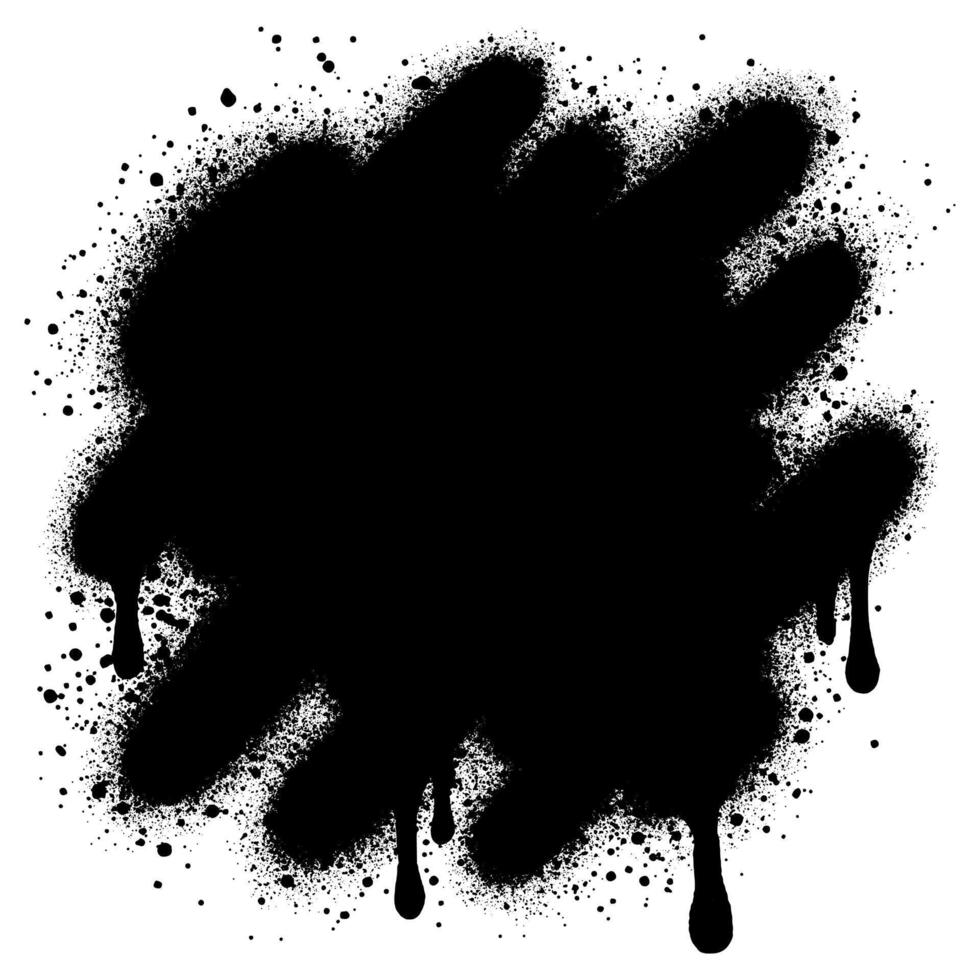 Black ink style spray, blobs and stains of spray paint and texture. Grunge shapes and dirty silhouettes for your designs. vector