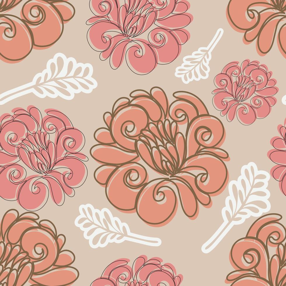 seamless pattern with chrysanthemum, japanese floral pattern.set clip.eps vector